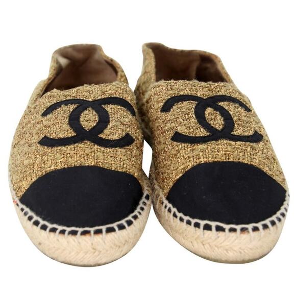 Chanel Crinkled 37 Tweed Cap Toe Runway Rare CC Flats CC-0712N-0009 - Picture 3 of 12